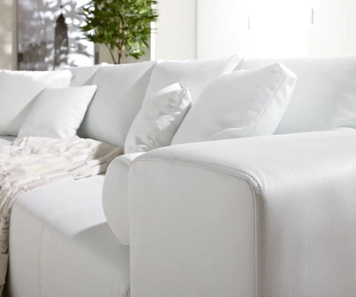 Canapea extensibilă dumonde cu ladă de depozitare si sezut confortabil din spuma HR, Marbela White XXL 295x100 cm