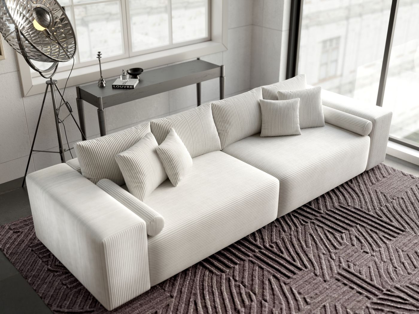 Canapea extensibilă dumonde cu ladă de depozitare si sezut confortabil din spuma HR, Marbela Zoom Bej XXL 295x100 cm fabrica