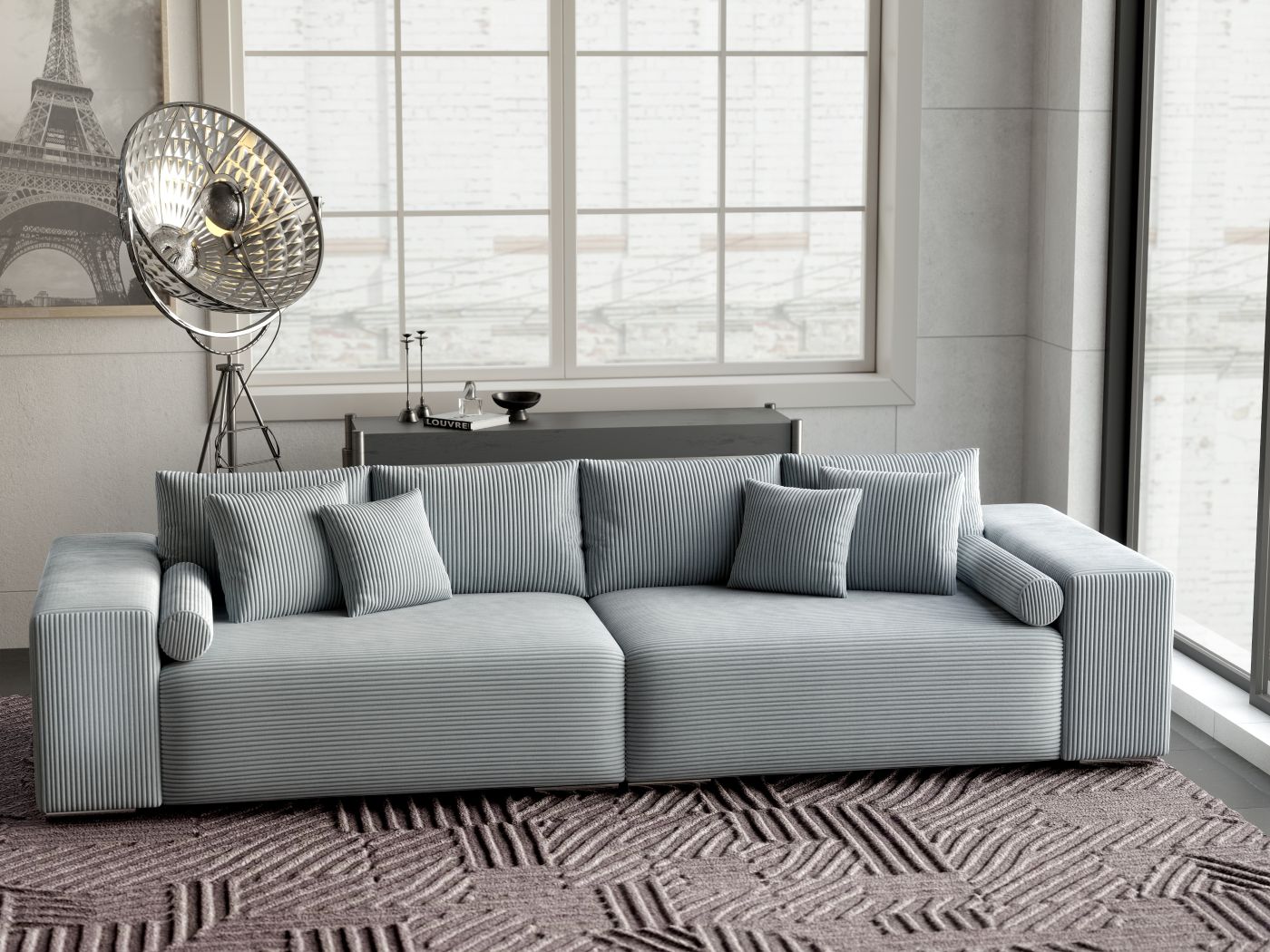 Canapea extensibilă dumonde cu ladă de depozitare si sezut confortabil din spuma HR, Marbela Zoom Mint XXL 295x100 cm fabrica