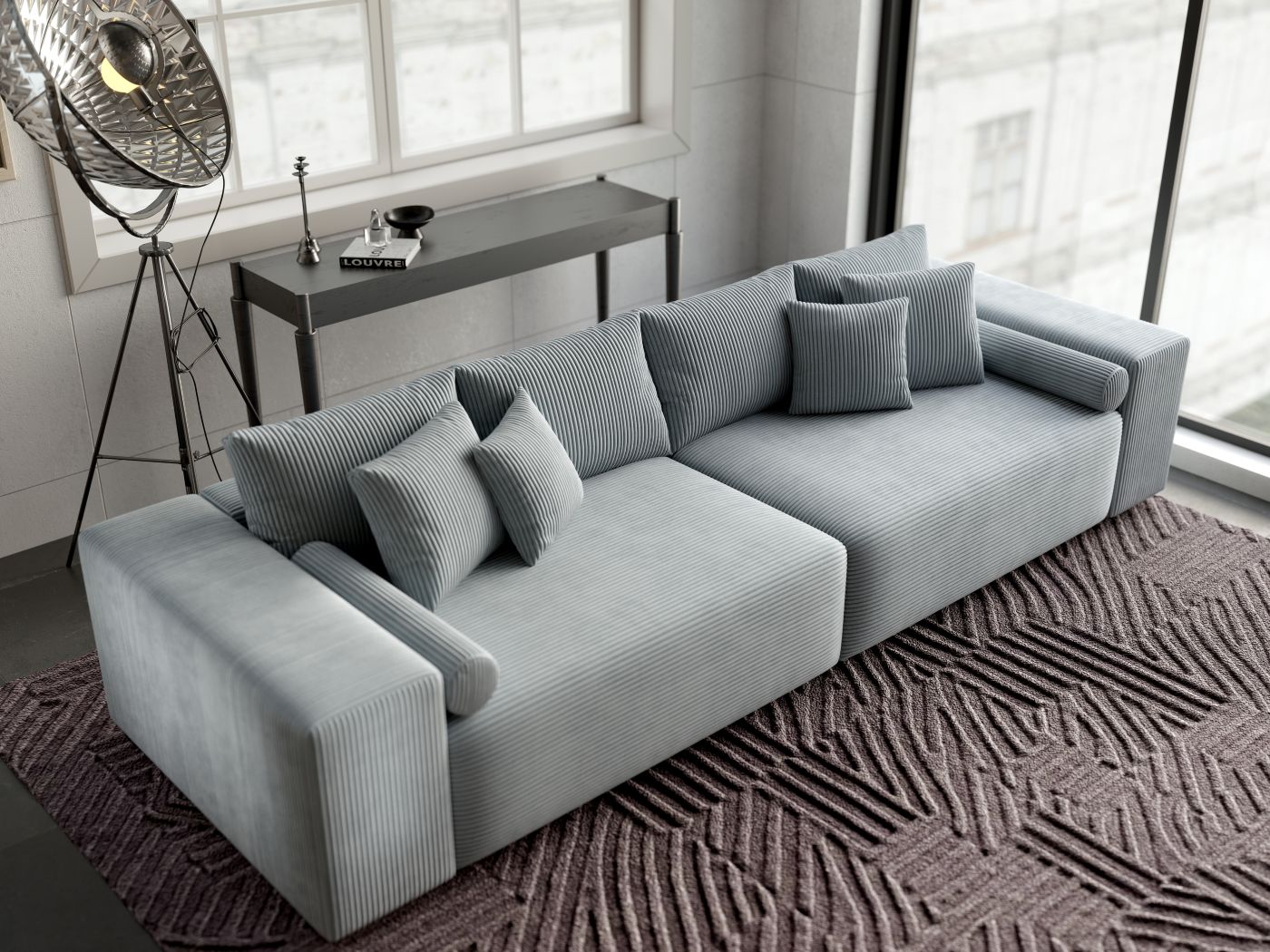 Canapea extensibilă dumonde cu ladă de depozitare si sezut confortabil din spuma HR, Marbela Zoom Mint XXL 295x100 cm fabrica