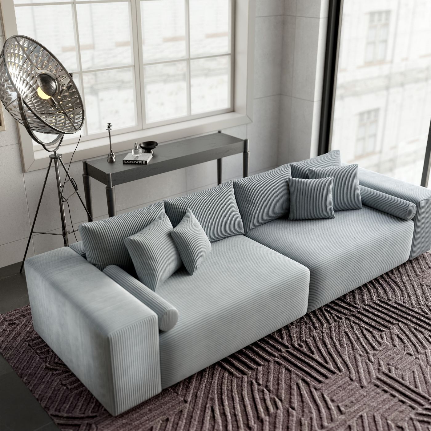 Canapea extensibilă dumonde cu ladă de depozitare si sezut confortabil din spuma HR, Marbela Zoom Mint XXL 295x100 cm fabrica