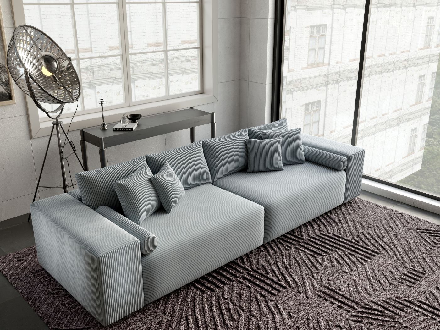 Canapea extensibilă dumonde cu ladă de depozitare si sezut confortabil din spuma HR, Marbela Zoom Mint XXL 295x100 cm fabrica