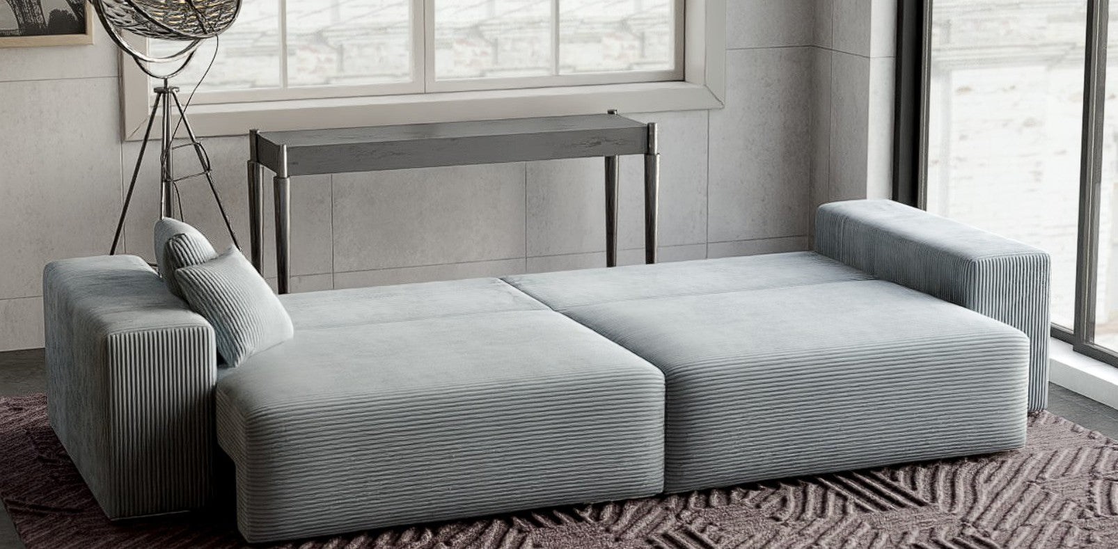 Canapea extensibilă dumonde cu ladă de depozitare si sezut confortabil din spuma HR, Marbela Zoom Mint XXL 295x100 cm fabrica