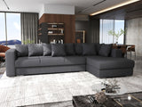 Colțar extensibil dumonde cu ladă de depozitare si sezut confortabil din spuma HR, Gloria Antracit IV 320x183 cm Fabrica