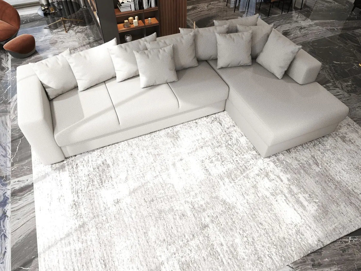 Colțar extensibil dumonde cu ladă de depozitare si sezut confortabil din spuma HR, Gloria Beige II 320x183 cm Fabrica