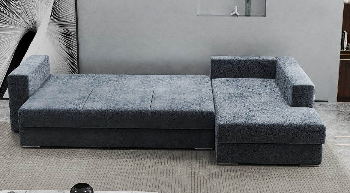 Colțar extensibil dumonde cu ladă de depozitare si sezut confortabil din spuma HR, Gloria Euphoria Grafit II 320x183 cm Fabrica