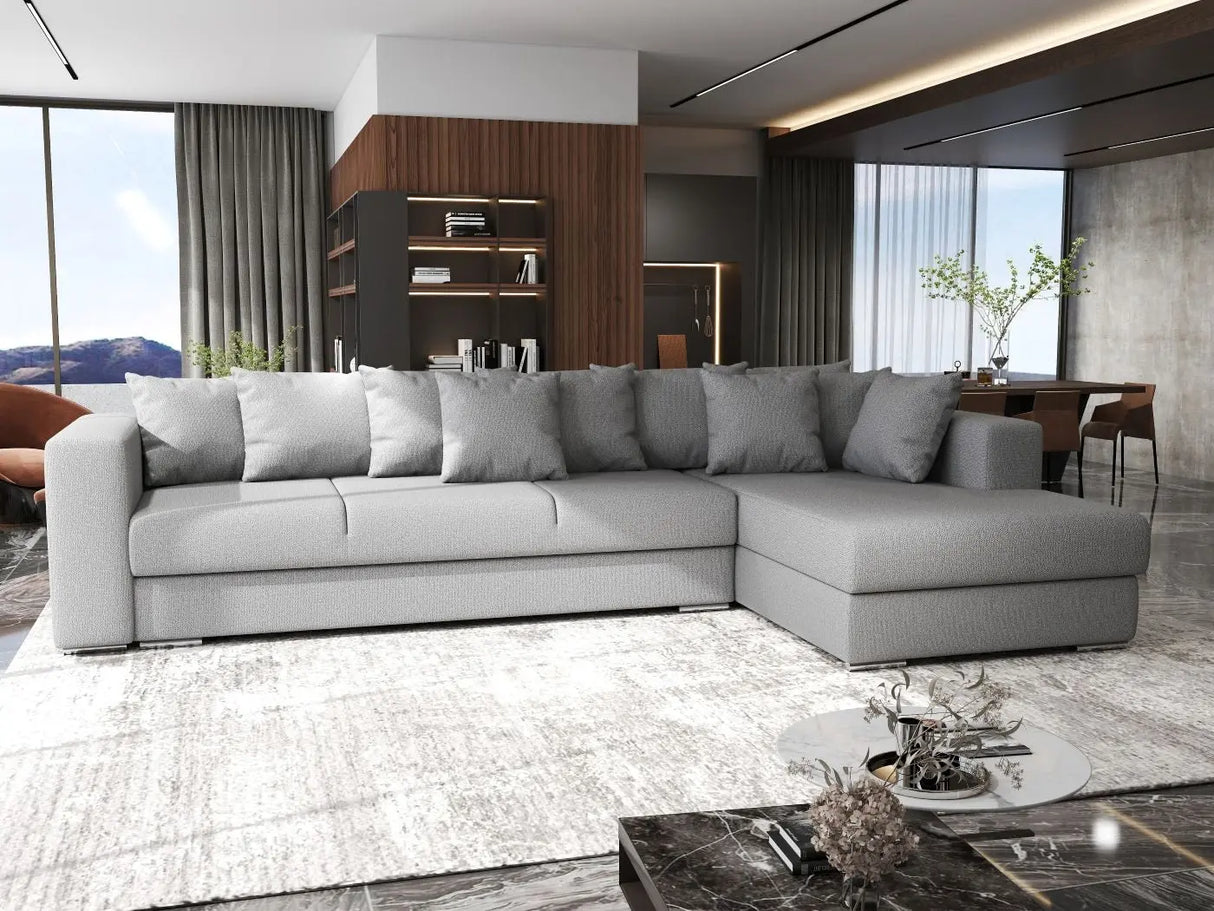 Colțar extensibil dumonde cu ladă de depozitare si sezut confortabil din spuma HR, Gloria Grey II 320x183 cm Fabrica
