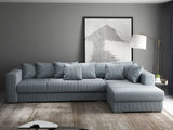 Colțar extensibil dumonde cu ladă de depozitare si sezut confortabil din spuma HR, Gloria Grey Zoom II 320x183 cm Fabrica