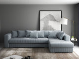 Colțar extensibil dumonde cu ladă de depozitare si sezut confortabil din spuma HR, Gloria Grey Zoom II 320x183 cm Fabrica
