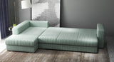 Colțar extensibil dumonde cu ladă de depozitare si sezut confortabil din spuma HR, Gloria Mint Ambience 320x183 cm Fabrica