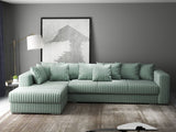 Colțar extensibil dumonde cu ladă de depozitare si sezut confortabil din spuma HR, Gloria Mint Ambience 320x183 cm Fabrica