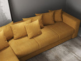 Colțar extensibil dumonde cu ladă de depozitare si sezut confortabil din spuma HR, Gloria Mustar Zoom 320x183 cm Fabrica