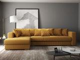 Colțar extensibil dumonde cu ladă de depozitare si sezut confortabil din spuma HR, Gloria Mustar Zoom 320x183 cm Fabrica