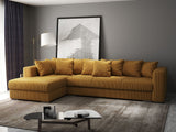 Colțar extensibil dumonde cu ladă de depozitare si sezut confortabil din spuma HR, Gloria Mustar Zoom 320x183 cm Fabrica