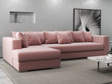 Colțar extensibil dumonde cu ladă de depozitare si sezut confortabil din spuma HR, Gloria Pink 320x183 cm Fabrica