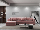 Colțar extensibil dumonde cu ladă de depozitare si sezut confortabil din spuma HR, Gloria Pink 320x183 cm Fabrica