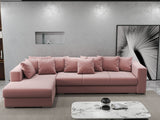 Colțar extensibil dumonde cu ladă de depozitare si sezut confortabil din spuma HR, Gloria Pink 320x183 cm Fabrica