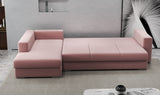 Colțar extensibil dumonde cu ladă de depozitare si sezut confortabil din spuma HR, Gloria Pink 320x183 cm Fabrica
