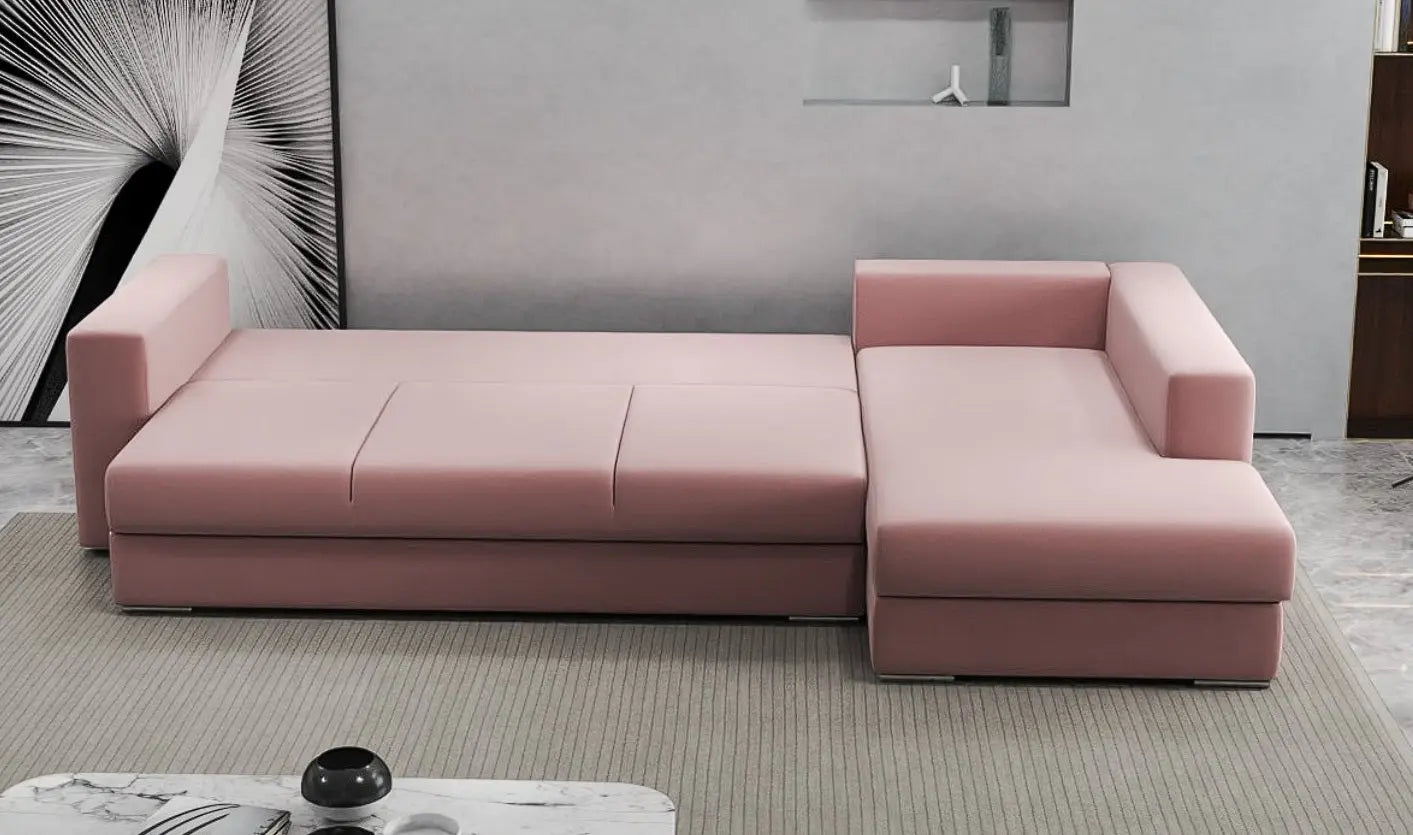 Colțar extensibil dumonde cu ladă de depozitare si sezut confortabil din spuma HR, Gloria Pink II 320x183 cm Fabrica