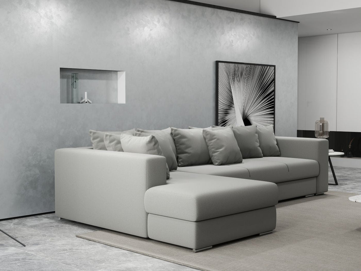 Colțar extensibil dumonde cu ladă de depozitare si sezut confortabil din spuma HR, Gloria Royal Grey 320x183 cm Fabrica