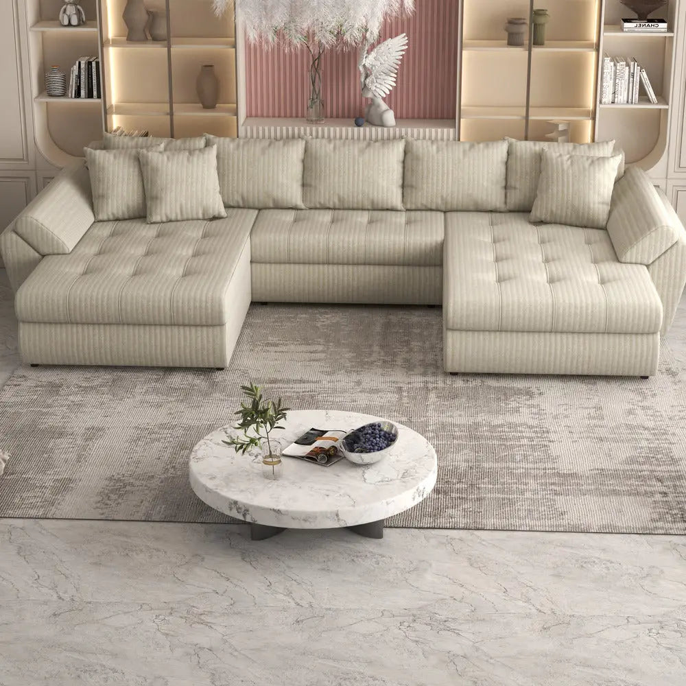 Colțar extensibil dumonde cu ladă de depozitare Loana Ambience bej U 375x185 cm