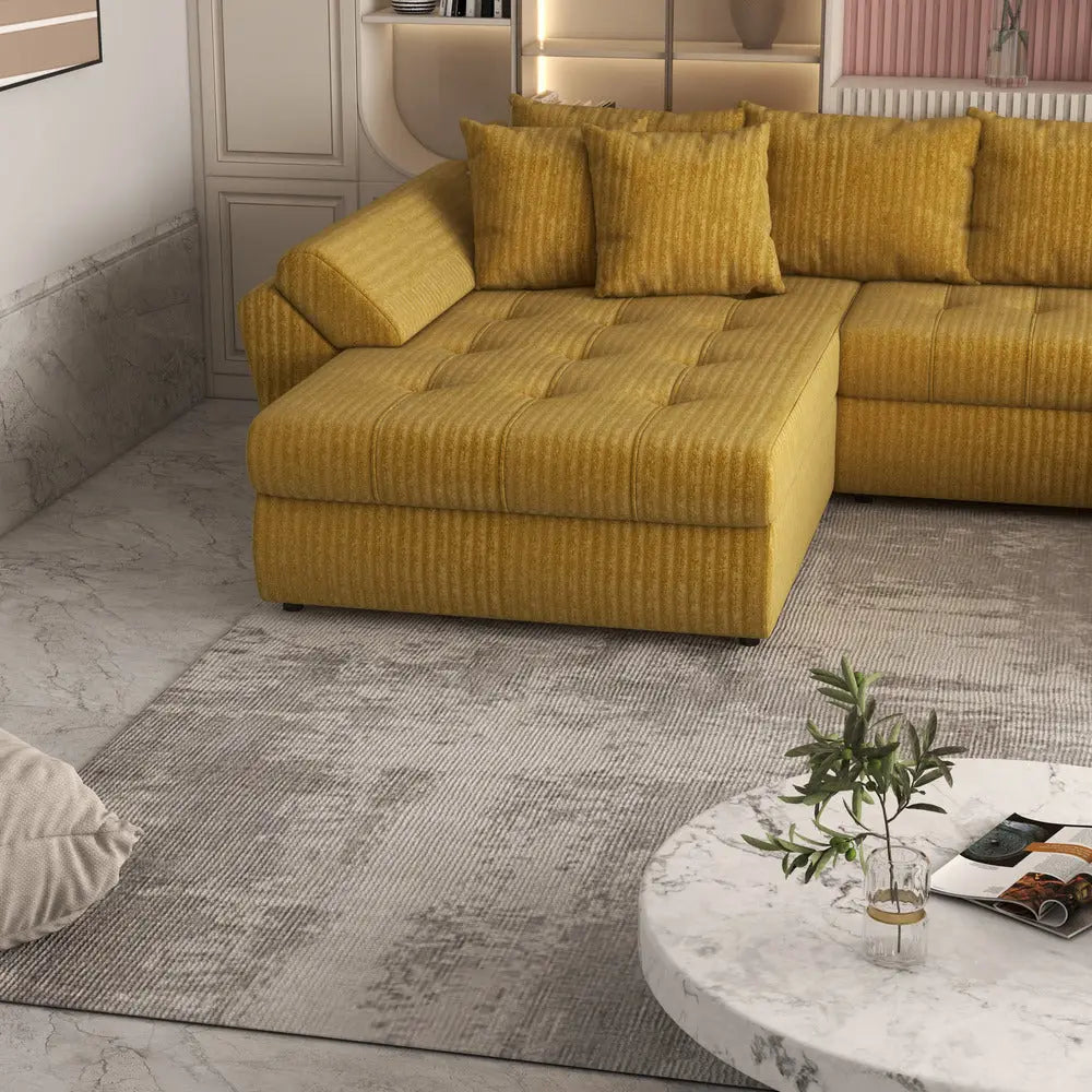 Colțar extensibil dumonde cu ladă de depozitare Loana Ambience mustar U 375x185 cm