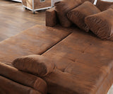 Colțar extensibil dumonde cu ladă de depozitare si sezut confortabil din spuma HR, Loana Brown 270x185 cm