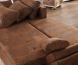 Colțar extensibil dumonde cu ladă de depozitare si sezut confortabil din spuma HR, Loana Brown II 270x185 cm