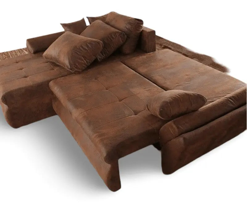 Colțar extensibil dumonde cu ladă de depozitare si sezut confortabil din spuma HR, Loana Brown II 270x185 cm