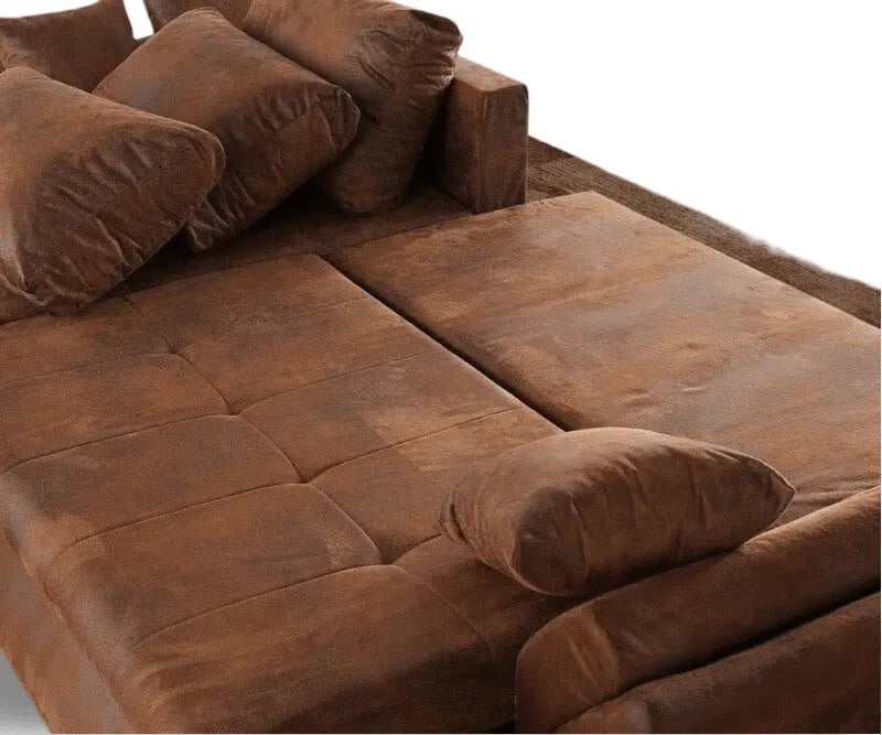 Colțar extensibil dumonde cu ladă de depozitare si sezut confortabil din spuma HR, Loana Brown II 270x185 cm