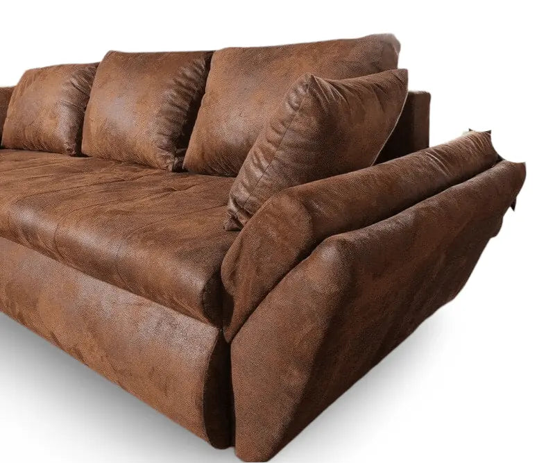 Colțar extensibil dumonde cu ladă de depozitare si sezut confortabil din spuma HR, Loana Brown II 270x185 cm
