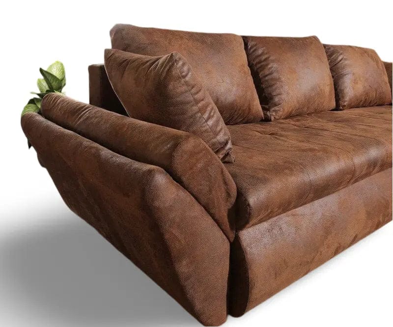 Colțar extensibil dumonde cu ladă de depozitare si sezut confortabil din spuma HR, Loana Brown 270x185 cm