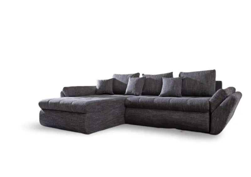 Colțar extensibil dumonde cu ladă de depozitare si sezut confortabil din spuma HR, Loana Magma Grey 270x185 cm