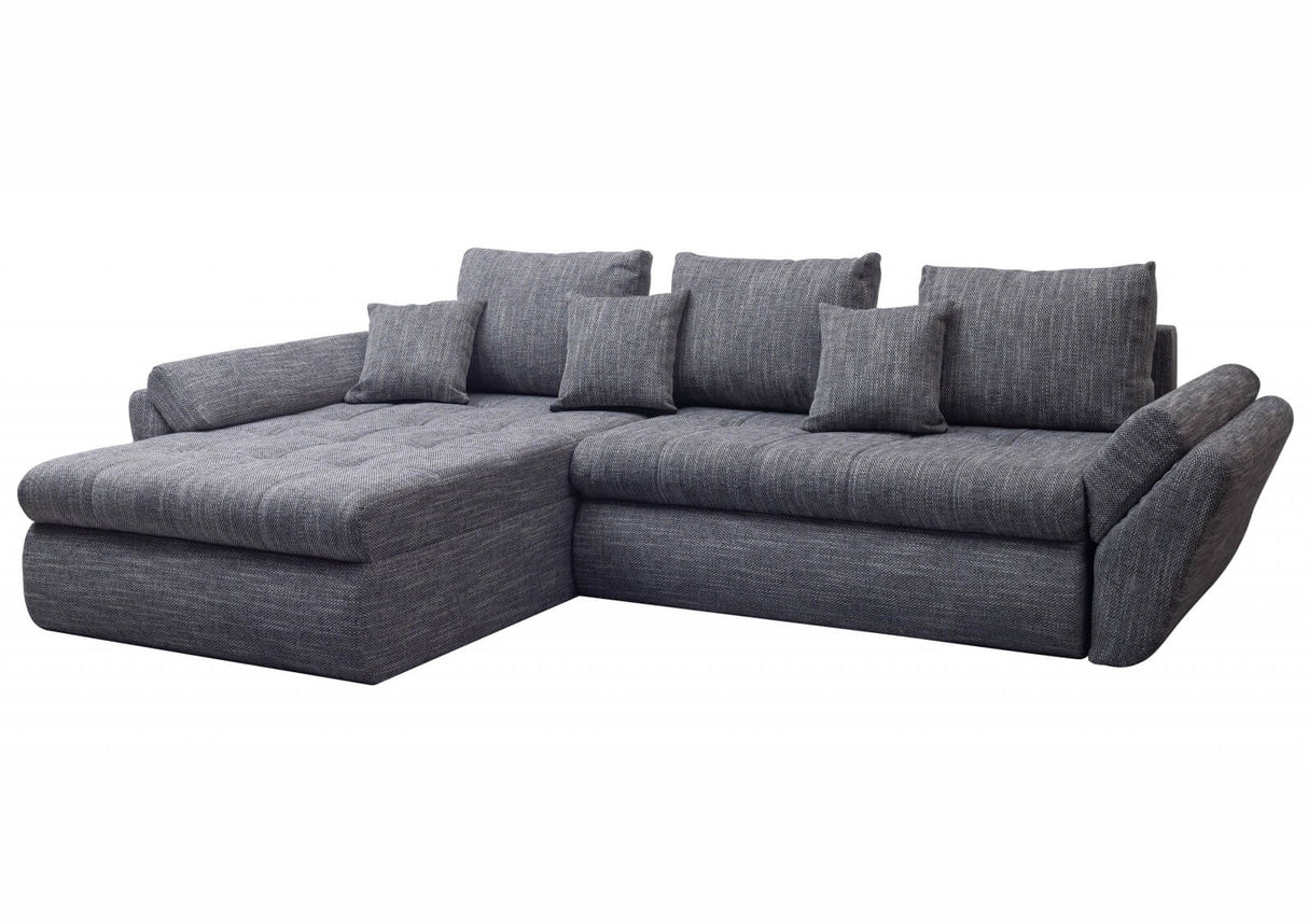 Colțar extensibil dumonde cu ladă de depozitare si sezut confortabil din spuma HR, Loana Grey Mat 270x185 cm