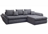 Colțar extensibil dumonde cu ladă de depozitare si sezut confortabil din spuma HR, Loana Grey Mat II 270x185 cm