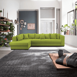 Colțar extensibil dumonde cu ladă de depozitare si sezut confortabil din spuma HR, Gloria Green Lux 320x183 cm