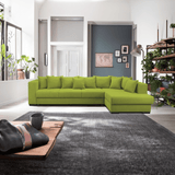 Colțar extensibil dumonde cu ladă de depozitare si sezut confortabil din spuma HR, Gloria Green Lux II 320x183 cm