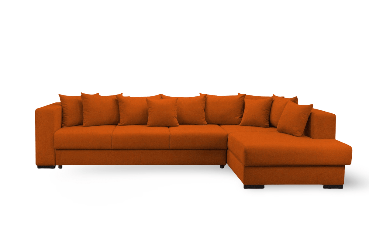 Colțar extensibil dumonde cu ladă de depozitare si sezut confortabil din spuma HR, Gloria Orange II 320x183 cm