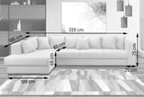 Colțar extensibil cu ladă de depozitare si sezut confortabil din spuma HR, Gloria Beige 320x183 cm