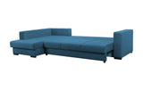 Colțar extensibil cu ladă de depozitare si sezut confortabil din spuma HR, Gloria Blue 320x183 cm
