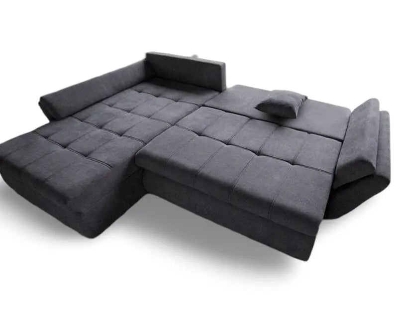 Colțar extensibil dumonde cu ladă de depozitare si sezut confortabil din spuma HR, Loana Enjoy Grafit 270x185 cm