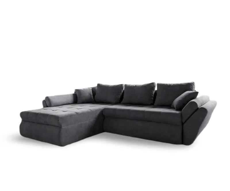 Colțar extensibil dumonde cu ladă de depozitare si sezut confortabil din spuma HR, Loana Enjoy Grafit 270x185 cm