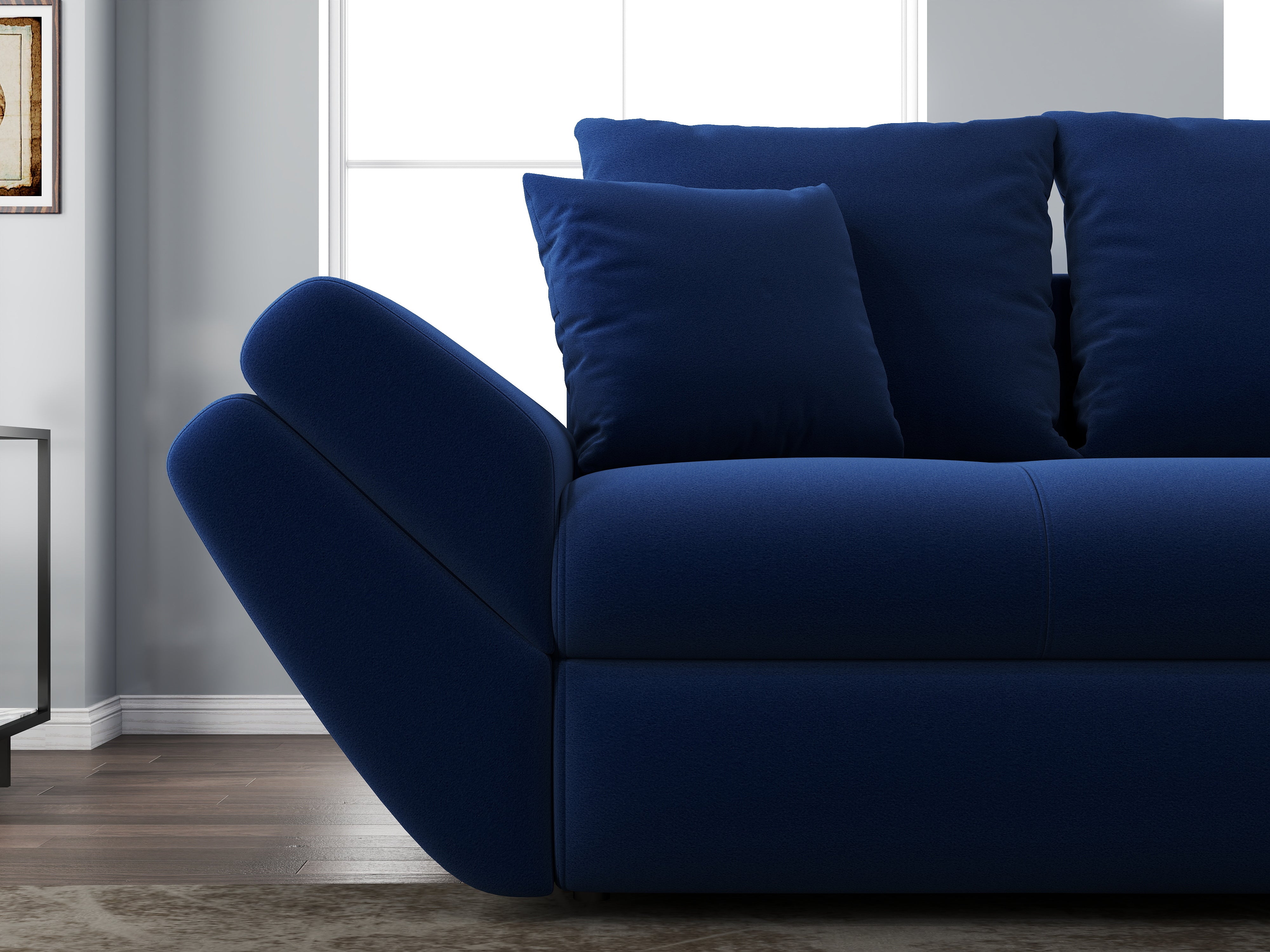 Canapea extensibilă dumonde cu ladă de depozitare si sezut confortabil din spuma HR, Loana Royal Blue 250x100 cm Fabrica