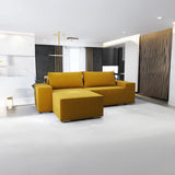 Colțar extensibil dumonde cu ladă de depozitare si sezut confortabil din spuma HR, Dream Ambience Mustar 290x185 cm