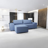 Colțar extensibil dumonde cu ladă de depozitare si sezut confortabil din spuma HR, Dream Enjoy Albastru 290x185 cm