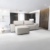 Colțar extensibil dumonde cu ladă de depozitare si sezut confortabil din spuma HR, Dream Enjoy Bej 290x185 cm