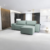 Colțar extensibil dumonde cu ladă de depozitare si sezut confortabil din spuma HR, Dream Enjoy Verde Mint 290x185 cm II