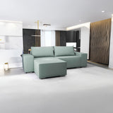 Colțar extensibil dumonde cu ladă de depozitare si sezut confortabil din spuma HR, Dream Enjoy Verde Mint 290x185 cm