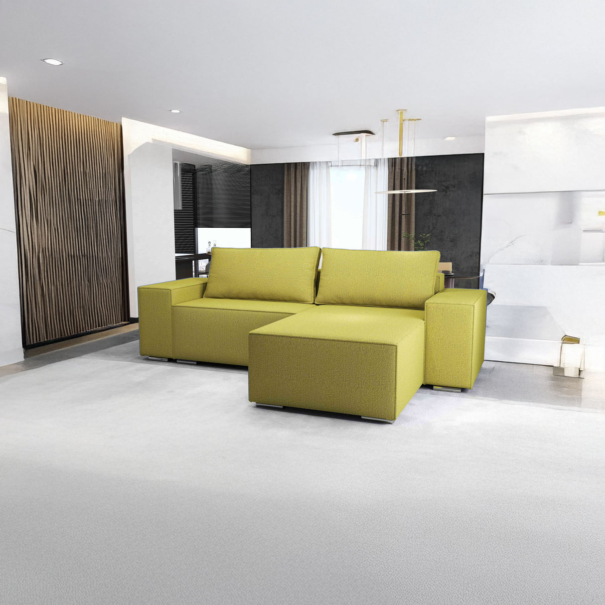 Colțar extensibil dumonde cu ladă de depozitare si sezut confortabil din spuma HR, Dream Enjoy Verde 290x185 cm II