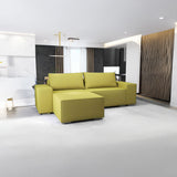 Colțar extensibil dumonde cu ladă de depozitare si sezut confortabil din spuma HR, Dream Enjoy Verde 290x185 cm